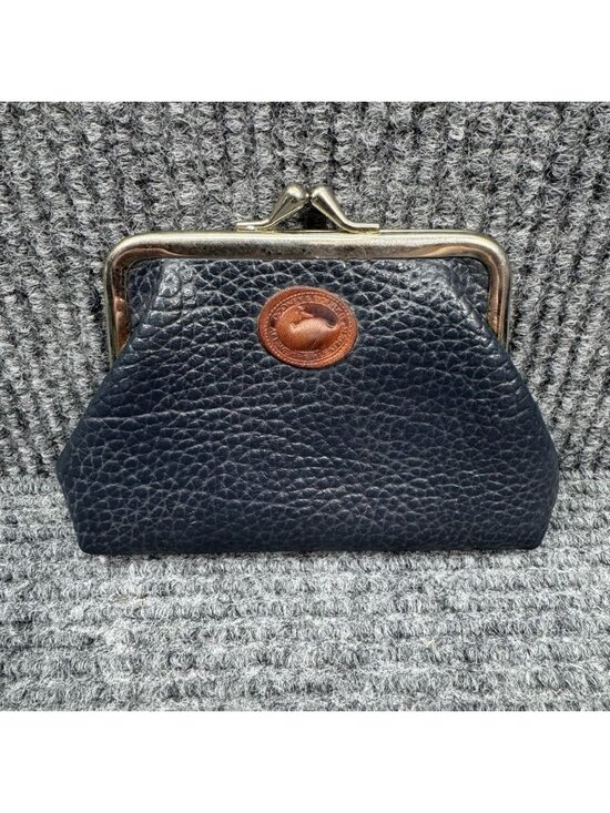 Dooney & Bourke Handbags - Dooney and Bourke Vintage Coin Purse Navy Blue Pebbled Leather Kiss Lock Pouch